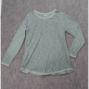 PERUVIAN CONNECTION Top Womens XL Green Long Sleeve Cotton Tee Pullover Peru